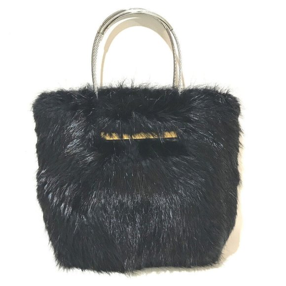 BALENCIAGA Fur Tote Hand Bag Black - Picture 9 of 9